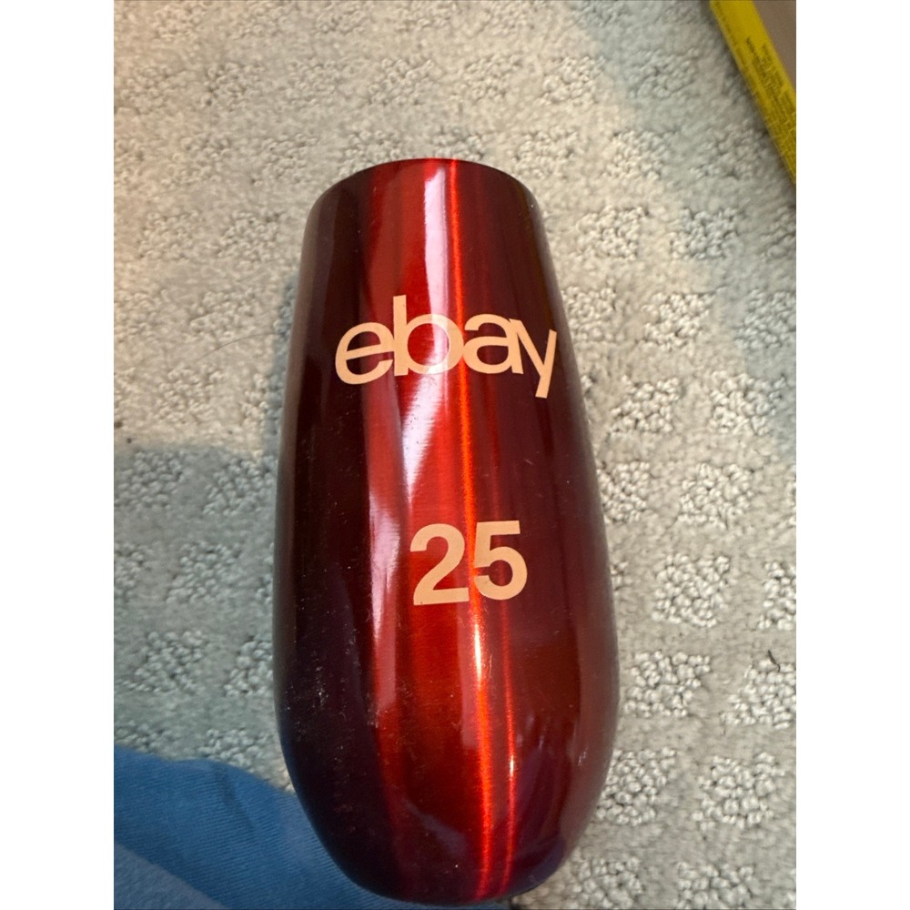 eBay 25th Anniversary Insulated Champagne Flute Tumbler 6oz‎ Metallic Red Lid